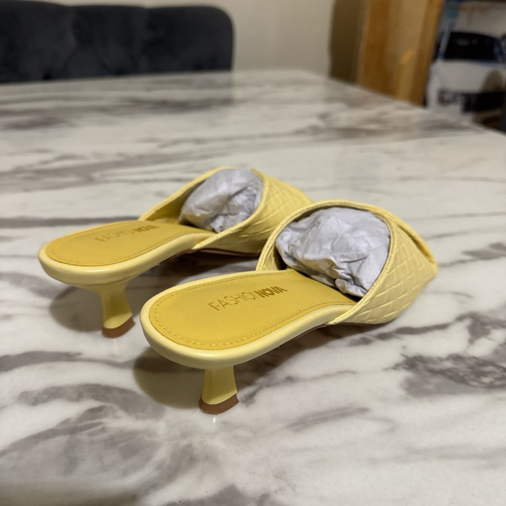 Fashion Nova Yellow Quilted Mules